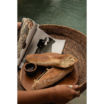 Rattan serving tray, 41 cm - handwoven natural