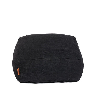 Cotton pouffe, black - 60 × 60 × 25 cm