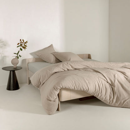 Cotton muslin duvet cover - beige crinkle