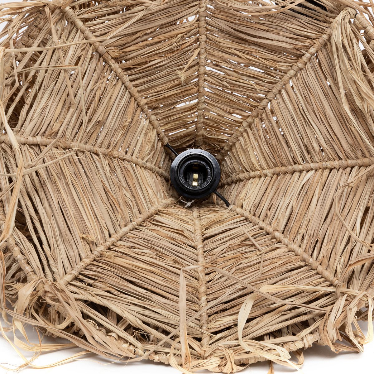 Raffia pendellampe – 40 cm bred, 150 cm fald