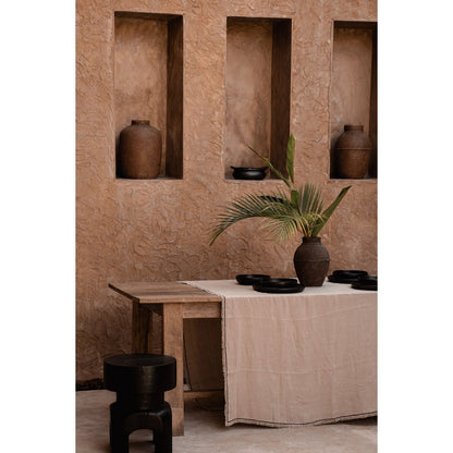 Hocker aus schwarzem Holz, 40 cm - geschnitzte Form