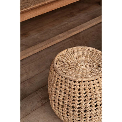 Palm leaf barrel stool, 49 × 45 cm - Natural