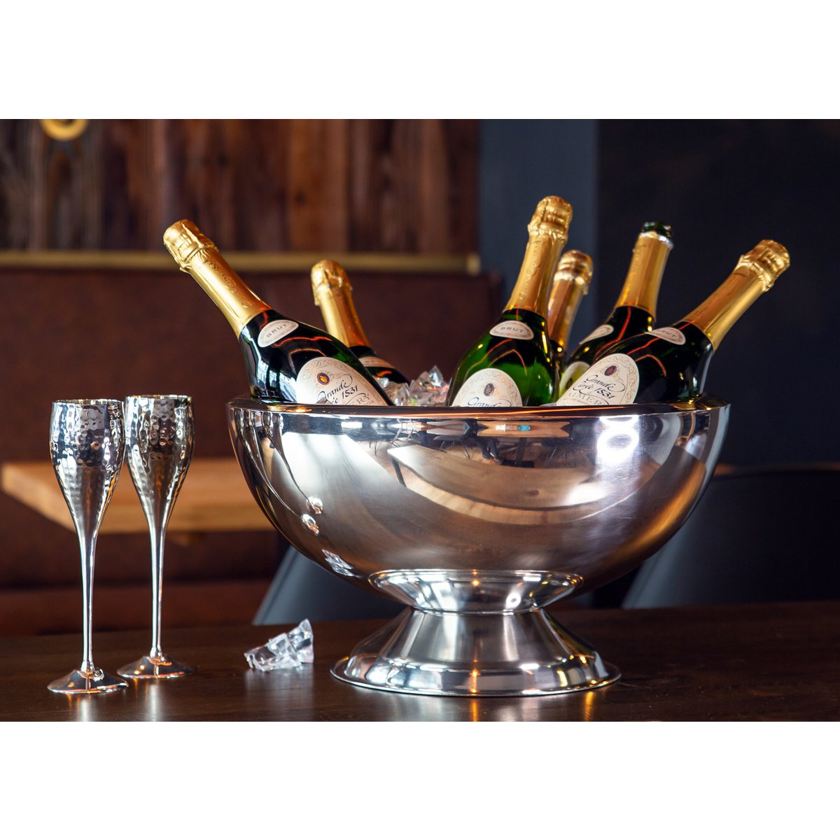 Dobbeltvægget champagnekøler i rustfrit stål – 43 cm, spejlfinish