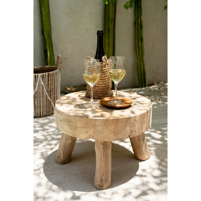 Teak root round plate, 14 cm – small brown wood plate