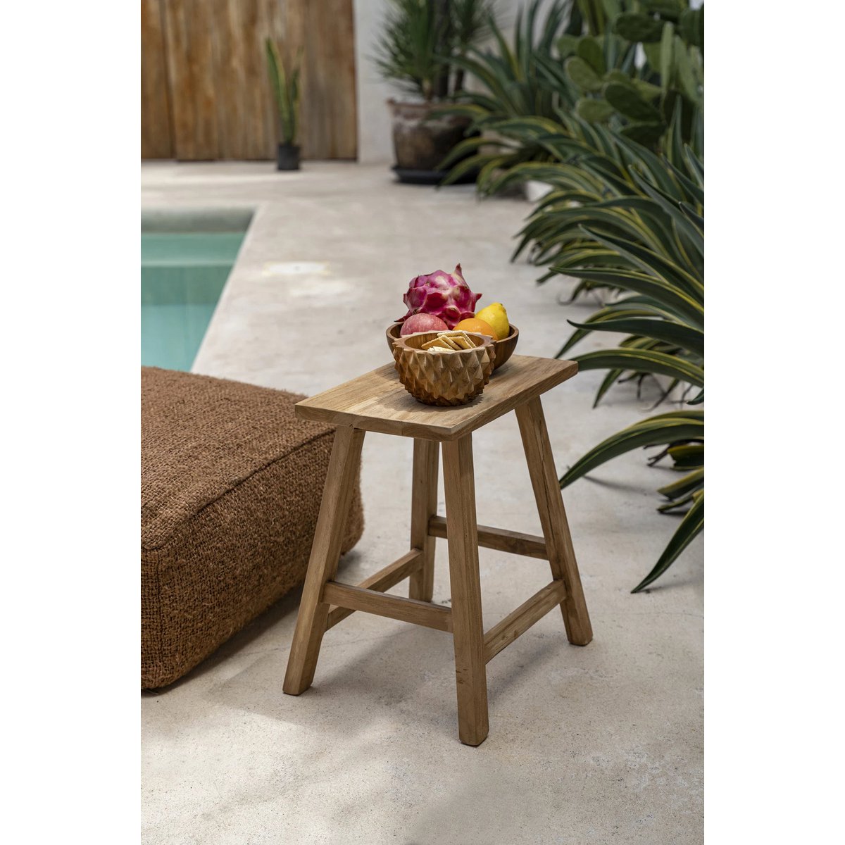 Teak root wood bowl S, durian-inspired - 15 cm
