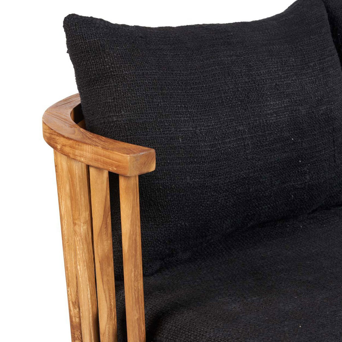 Teakholz Zweisitzer-Sofa, beige & schwarz - 140cm
