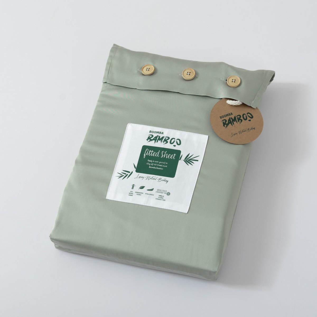 Bamboo bedding set, sage green, single - 400TC