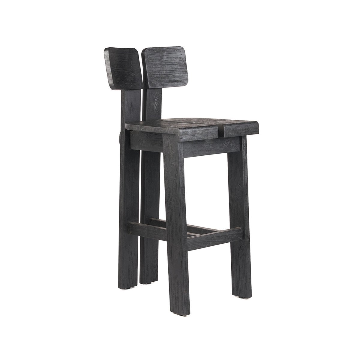Teak bar stool, black – dual-back