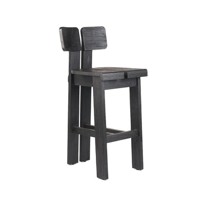 Teak bar stool, black – dual-back
