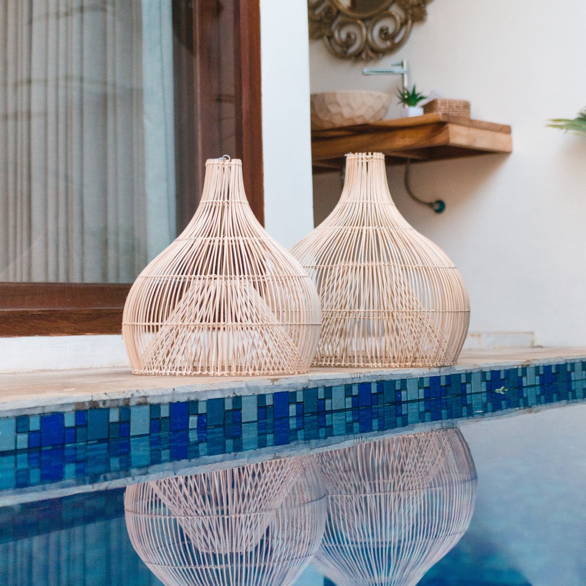 Rattan & metal pendant shade ALAM 40 cm – Indonesian craft