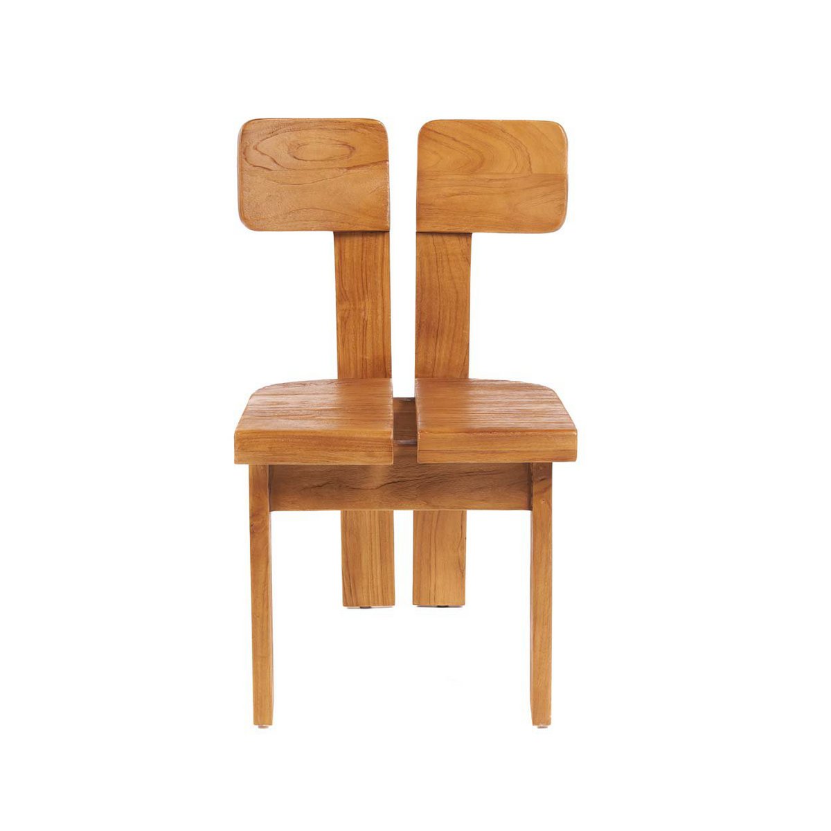 Teak-Esszimmerstuhl, natur – geteilte Rückenlehne 57 × 82 cm