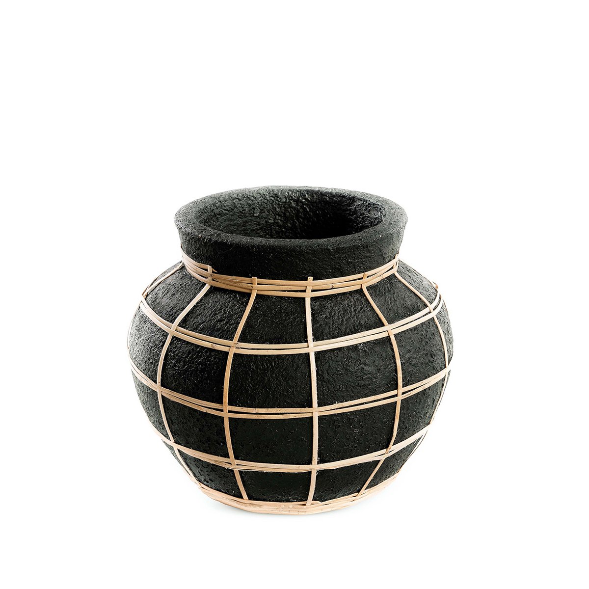 Terracotta vase med fletdetalje - S