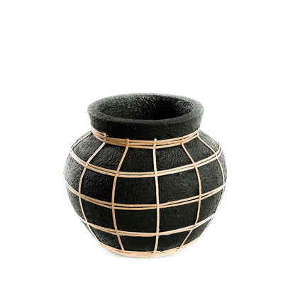 Terracotta vase med fletdetalje - S