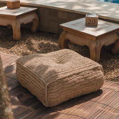Raffia pouf PADAR 55 × 55 cm - coconut fiber & cotton