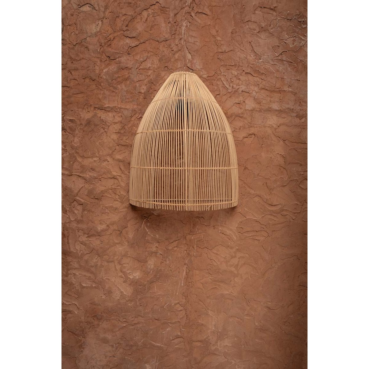 Rattan wall shade, 55 cm - beige semi-conical dome