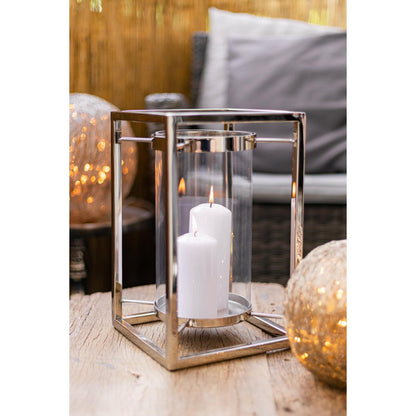 Stahllaterne Banu mit Glas, 31 cm hoch