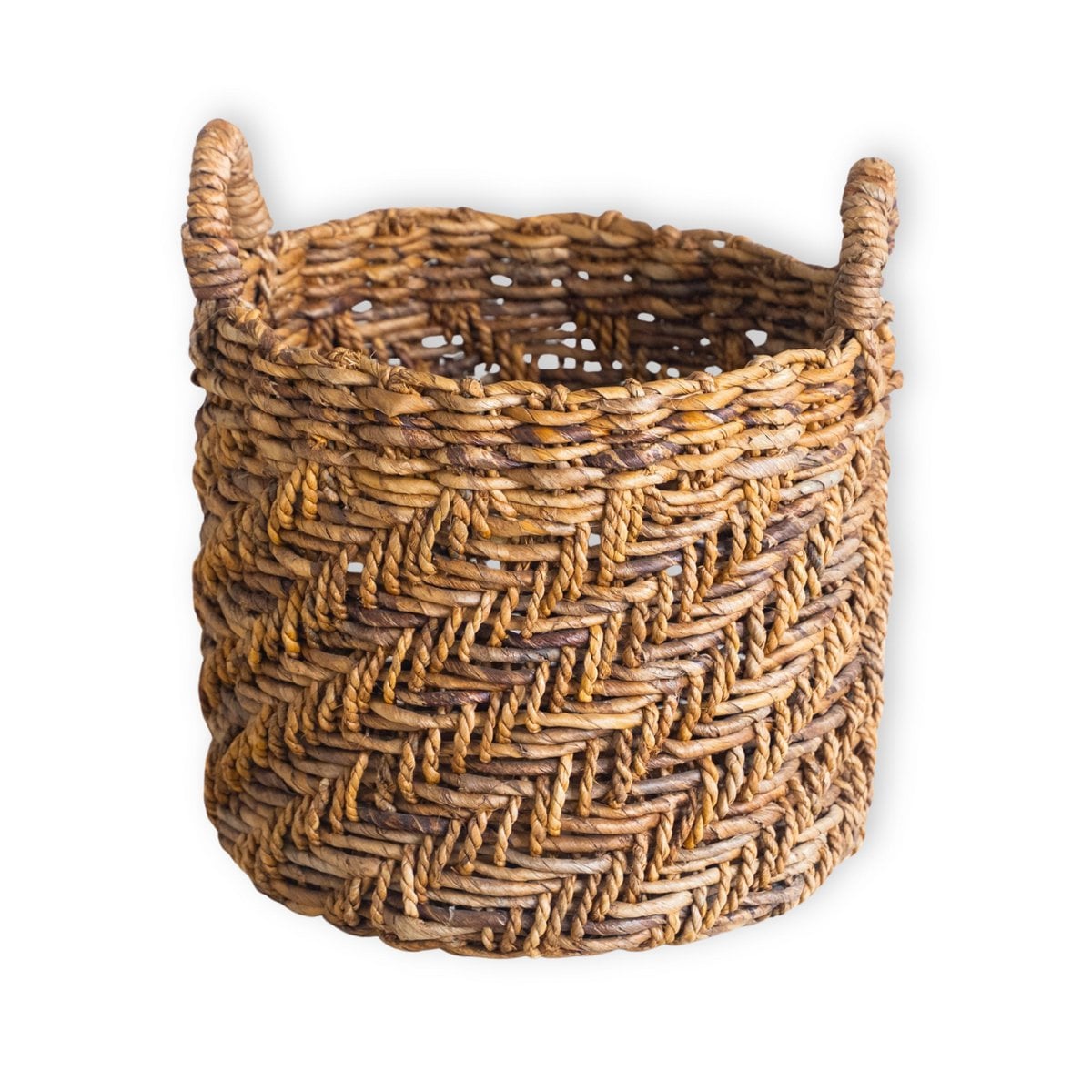 Banana fibre storage basket Ø 25 cm – handwoven, Java