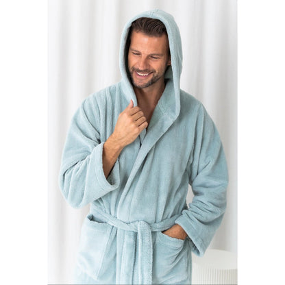 Teddy badekåbe med hætte, XXL - fleece & bomuld, havgrøn