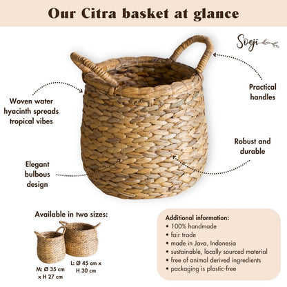 Runder Korb aus geflochtener Jute Ø 35 cm – bauchig beige, 27 cm hoch