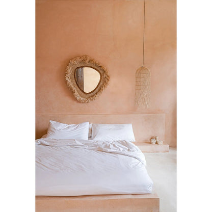 Grass-framed wall mirror, beige - large, 80 cm