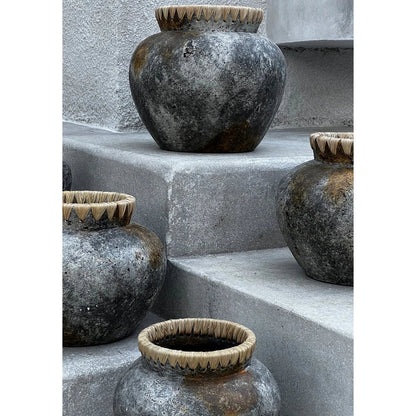 Styly terracotta vase, antique grey - medium