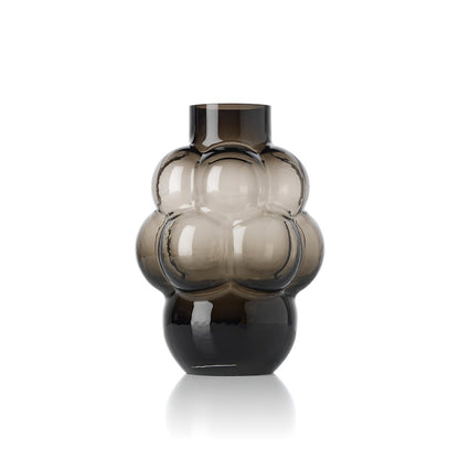 Dunkelgraue Glasvase, 25 cm hoch – Cluster-Silhouette