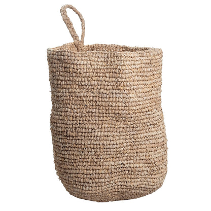 Raffia wall basket UTARA – hanging storage, small
