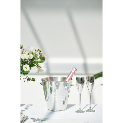 Champagneglas i messing, sæt med 4, 23 cm – forsølvet