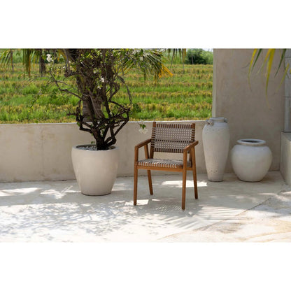 Reclaimed teak armchair - hand-woven cord