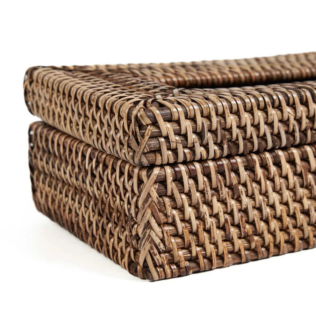 Rattan tissue box cover 27×14×9 cm - natural brown
