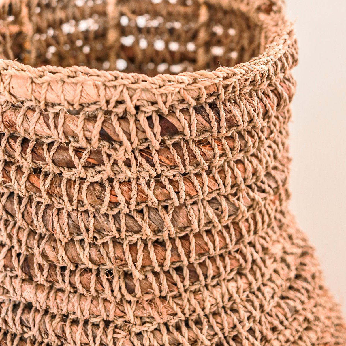 Banana fibre, raffia & jute vase SAKRA - beige, brown & green