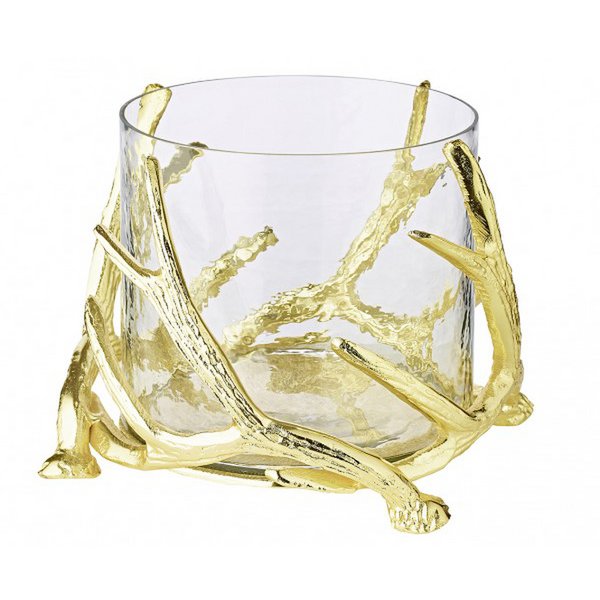 Aluminiumlaterne Kingston, Geweih-Design, 25 cm - gold