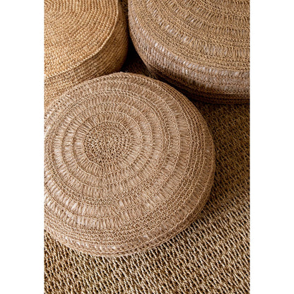 Raffia pouffe, 60 cm round - Natural