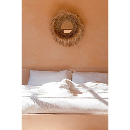 Grass mirror, abaca bowl-shaped, round, 85 cm - natural