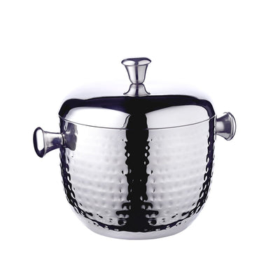 Stainless steel ice bucket Rico, 21 cm - hammered with accessories