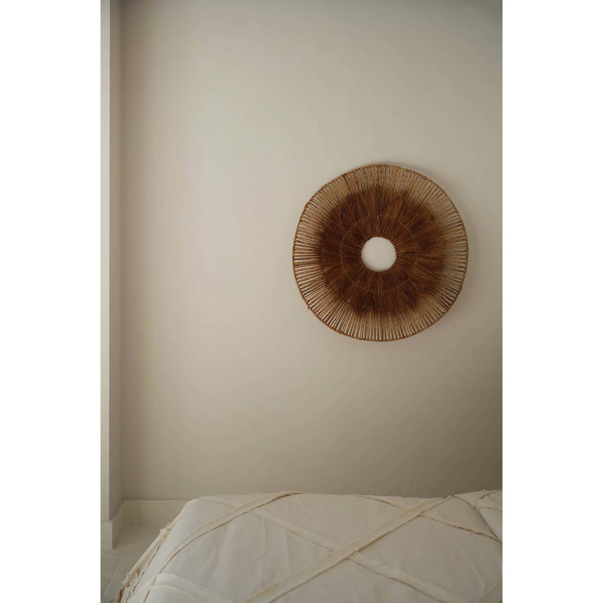 Coconut and palm wall deco, round, 90 cm - natural