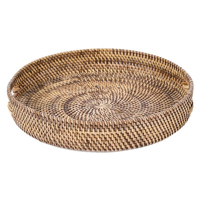 Rattan serving tray, 41 cm - handwoven natural