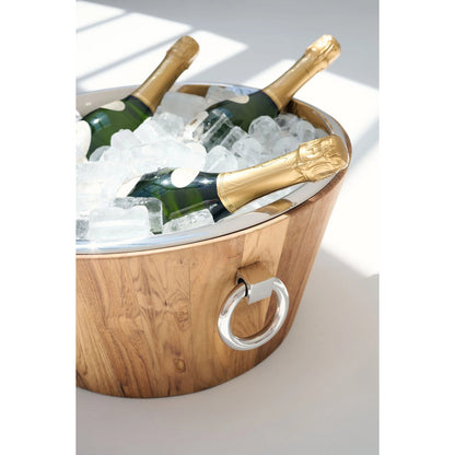 Champagnekøler Santiago, 23 cm, i teak og rustfrit stål - poleret