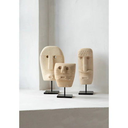 Sumba stone face on stand - hand carved