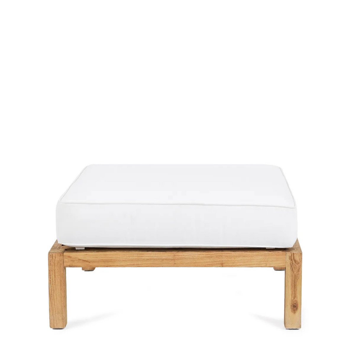 Teak wood modular ottoman, natural & white - 80cm