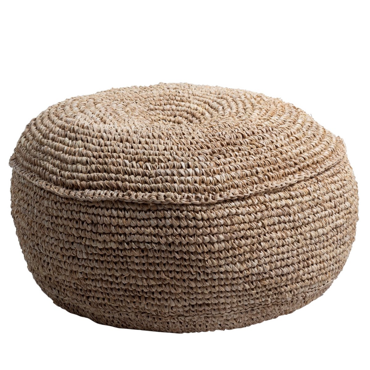 Raffia pouf TELU Ø60 cm - coconut fiber & cotton fill