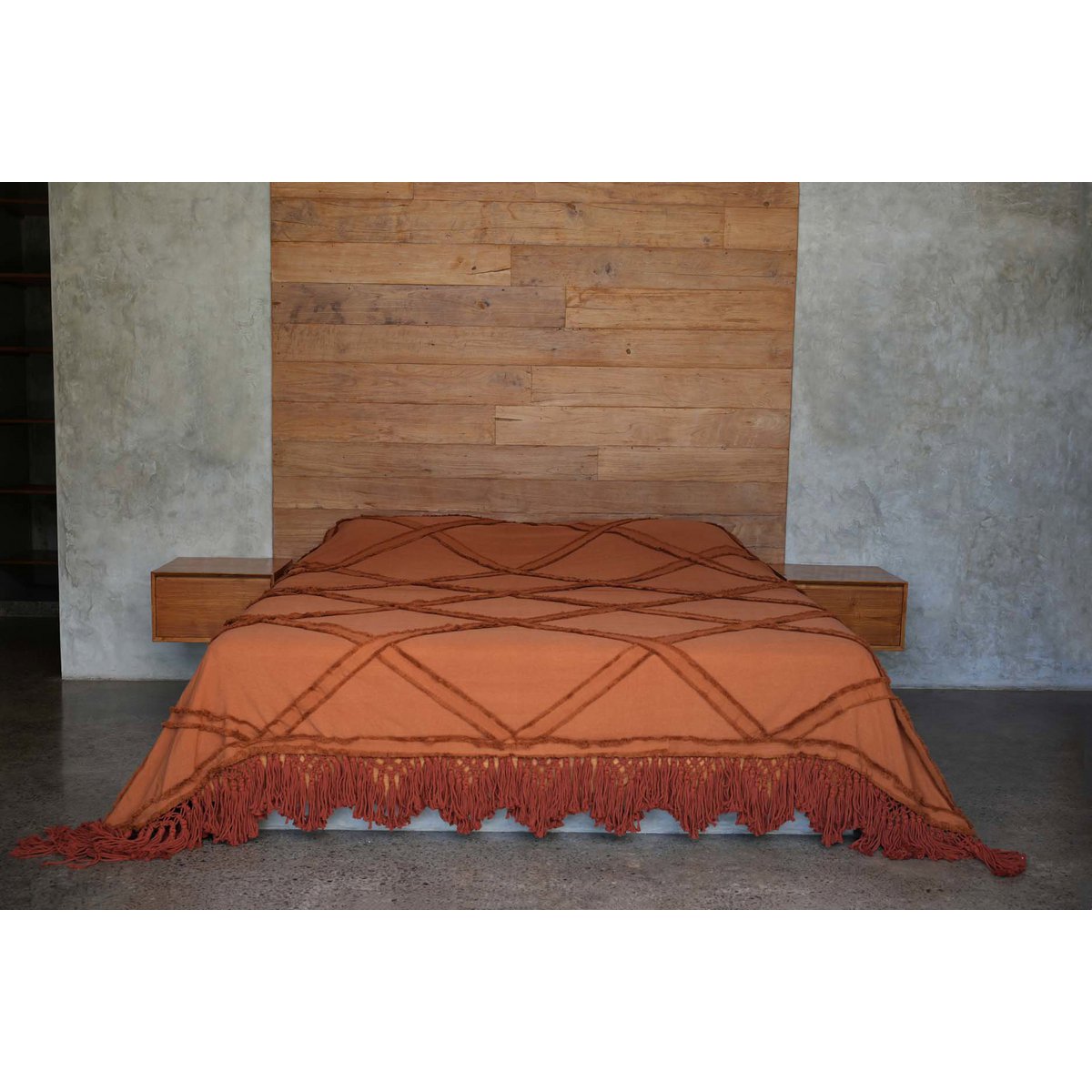 Baumwoll-Tagesdecke 300×240 cm – Terrakotta, Berbermuster