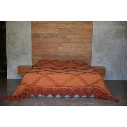 Baumwoll-Tagesdecke 300×240 cm – Terrakotta, Berbermuster