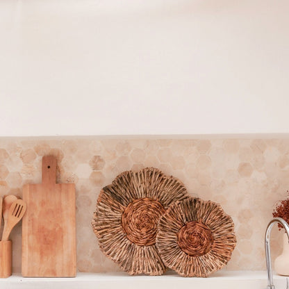 Banana fibre wall basket Melaya M – flower shape
