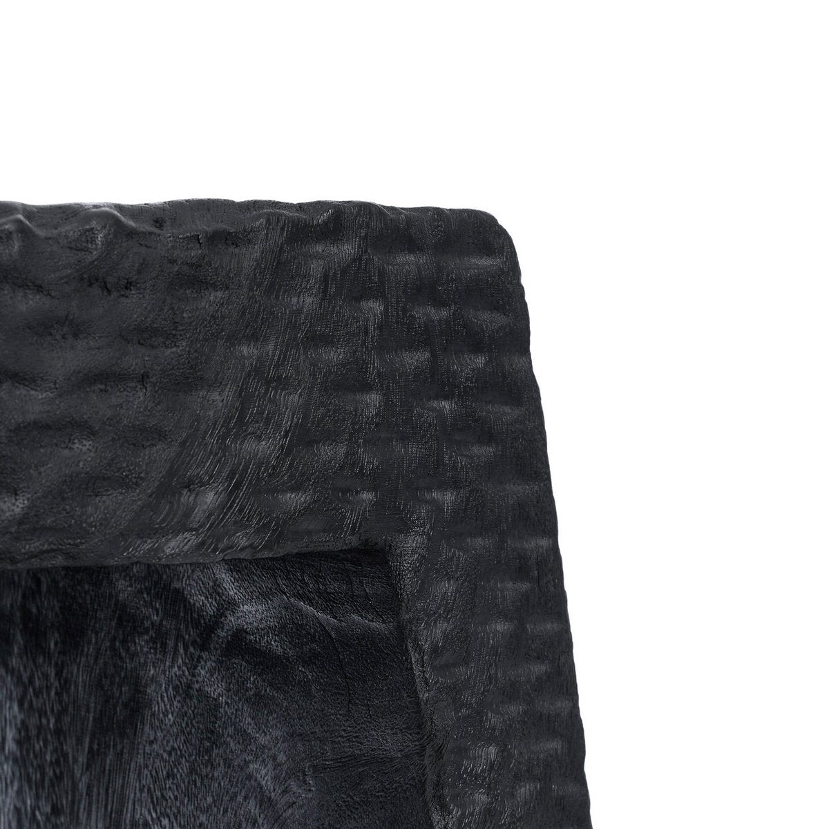 Wood stool 38×47 cm - black finish, made in Indonesia