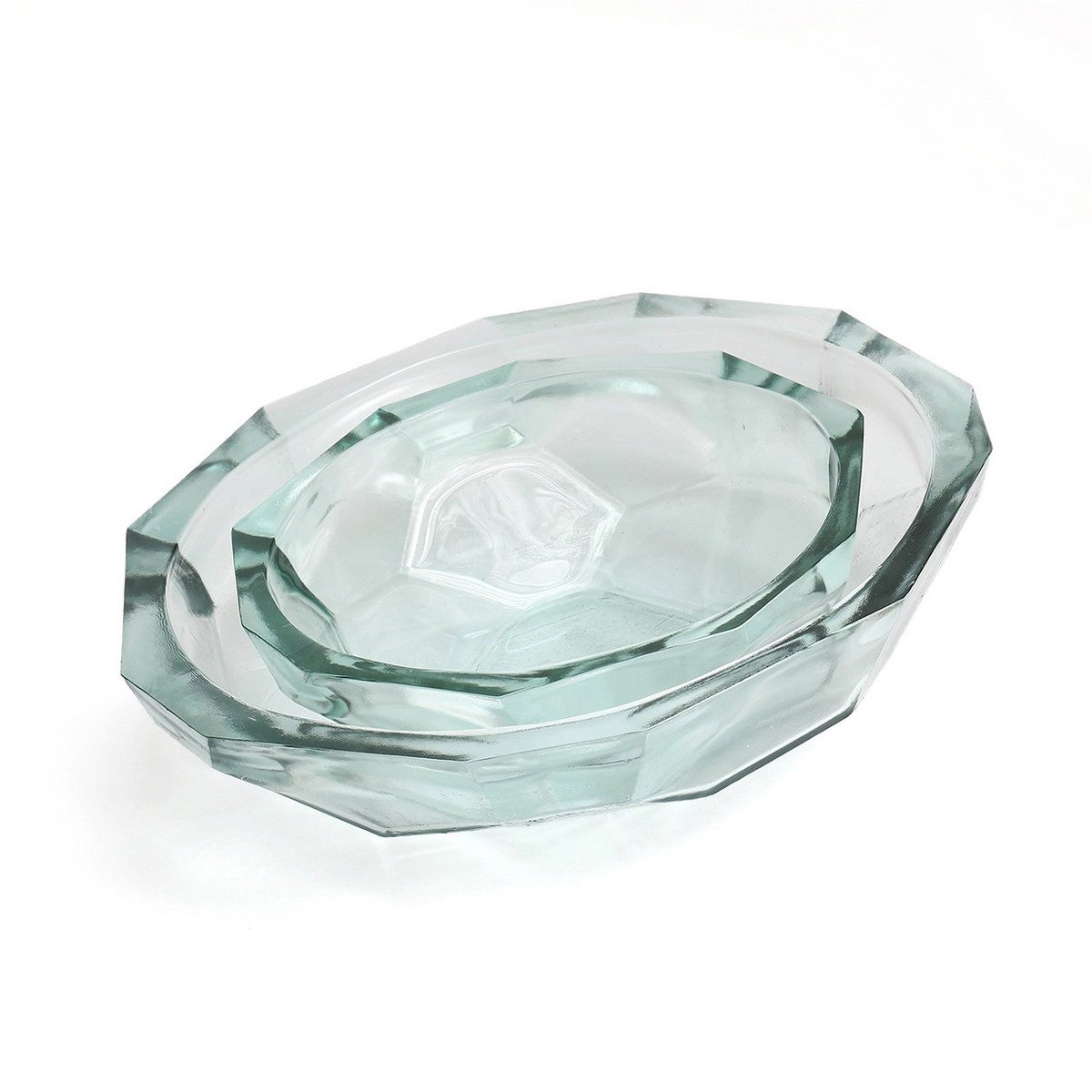 Blaue Glasschale Origami groß 34 cm - hergestellt in Spanien