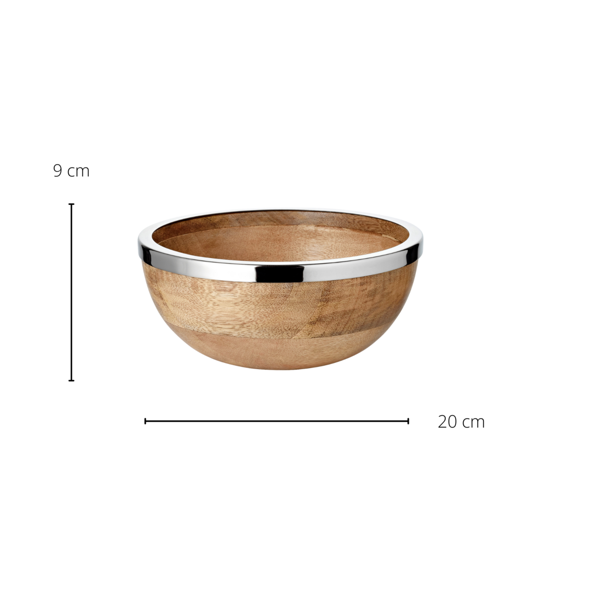 Grace bowl Ø20cm, mango wood with steel rim