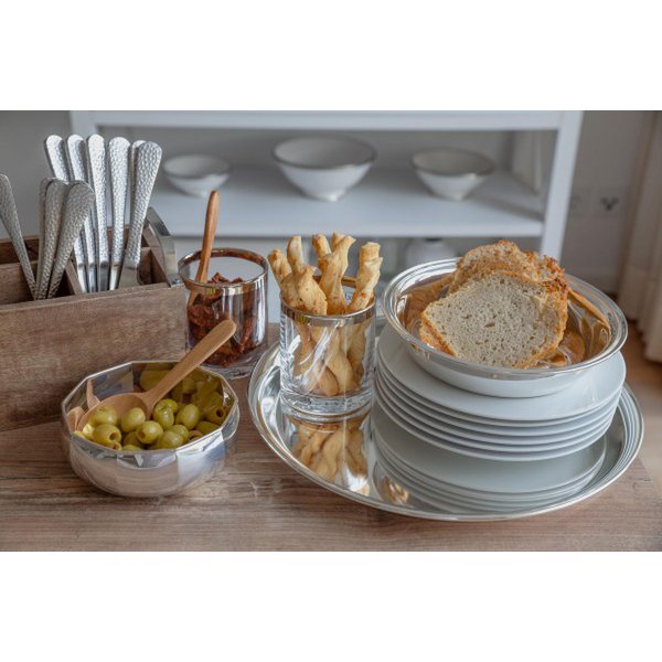 Serviertablett Marlene, polierter Stahl, rund – 34 cm