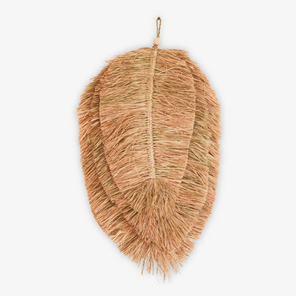 Raffia wall decor 50 cm – leaf-shaped handwoven piece