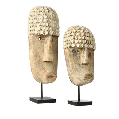 Cowrie shell head on stand - large